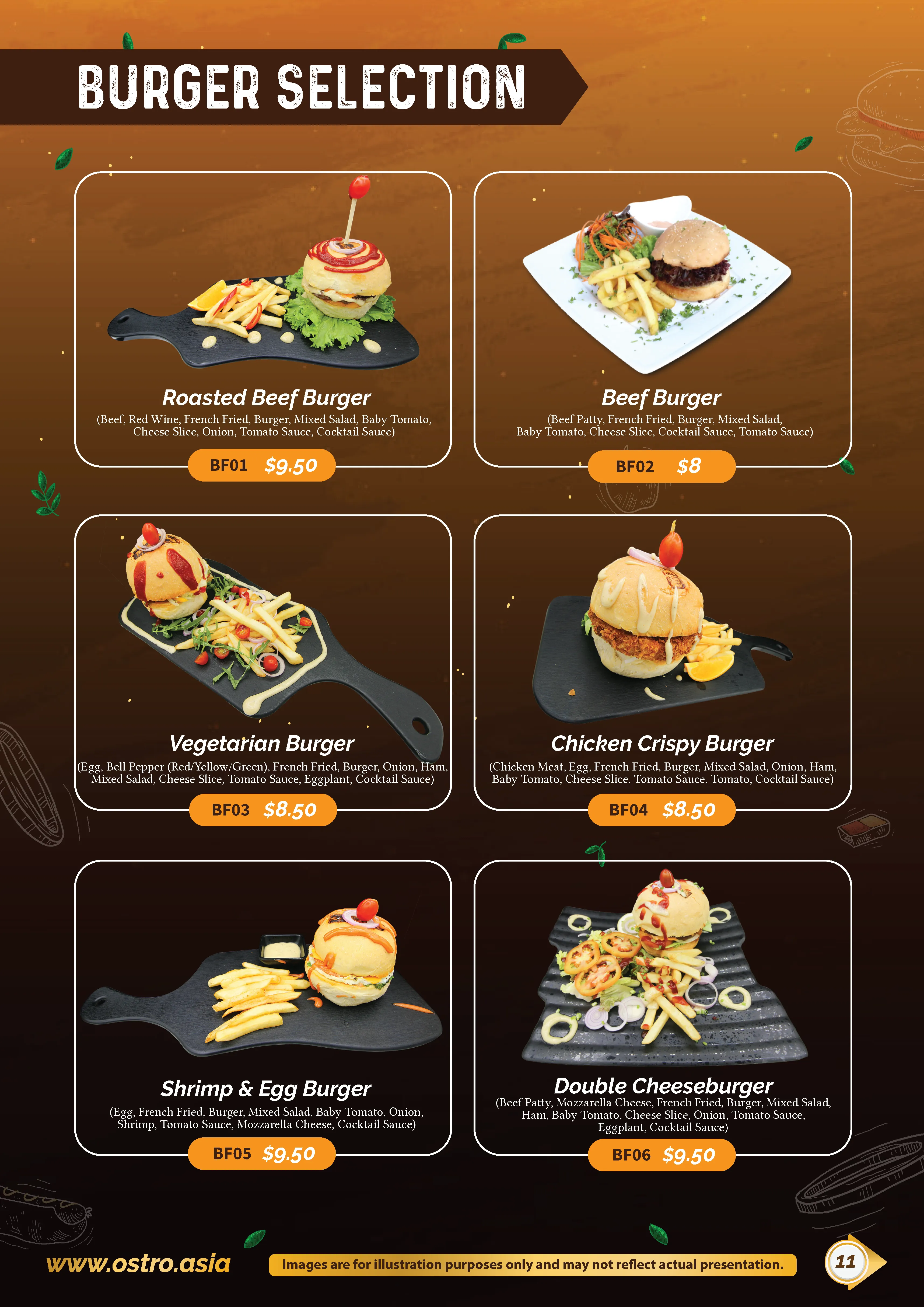 Burger Selection Menu 1